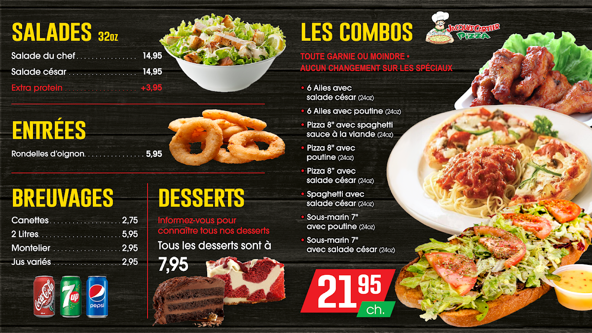Menu, Jacques Cartier Pizza - St-Hubert