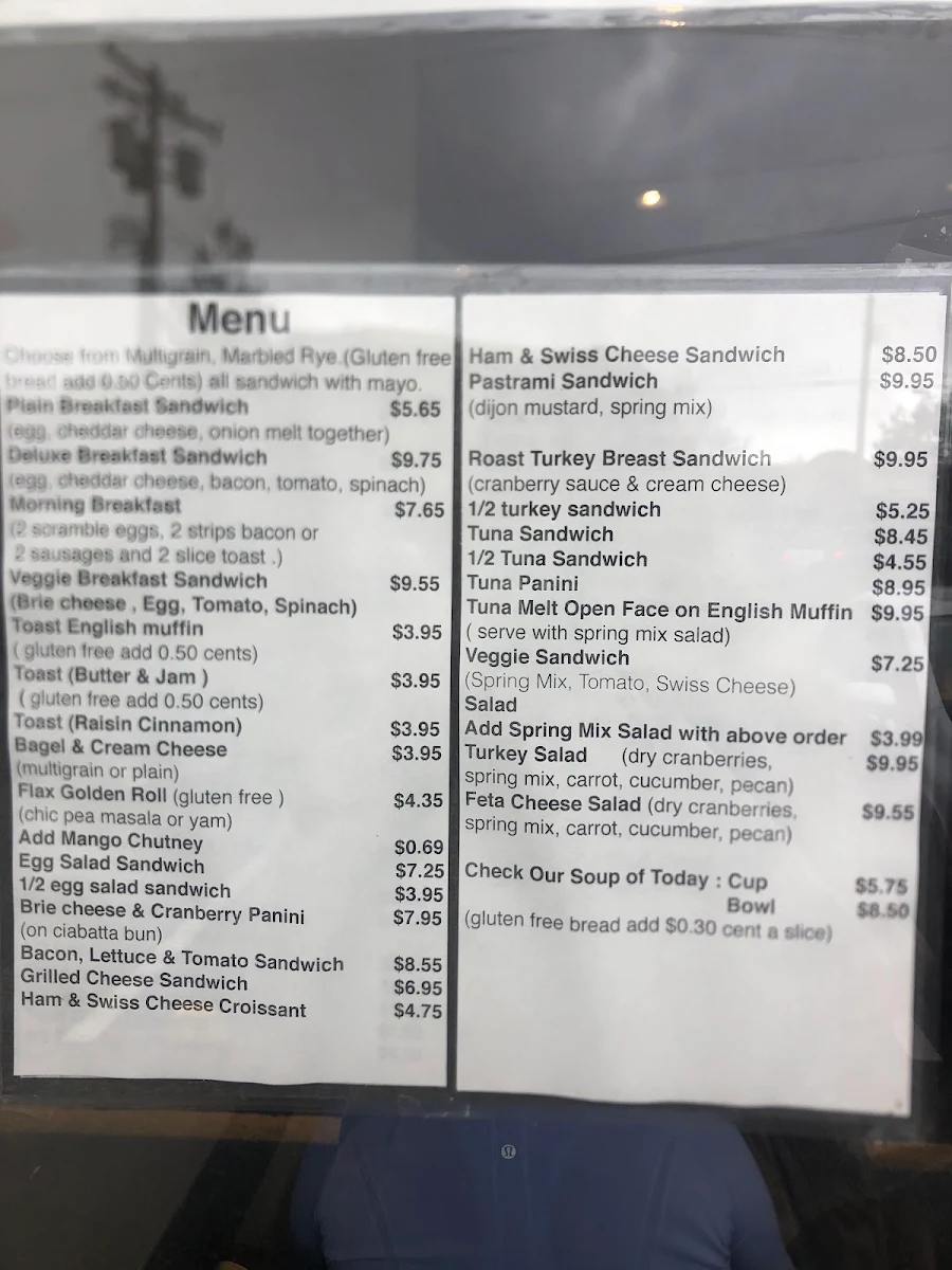 Menu, Taste - A Place For Coffee