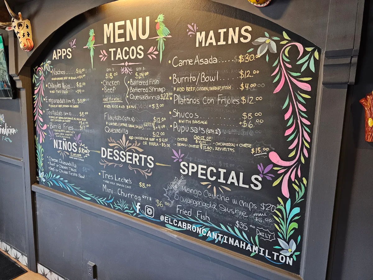 Menu, El Cabrón Cantina