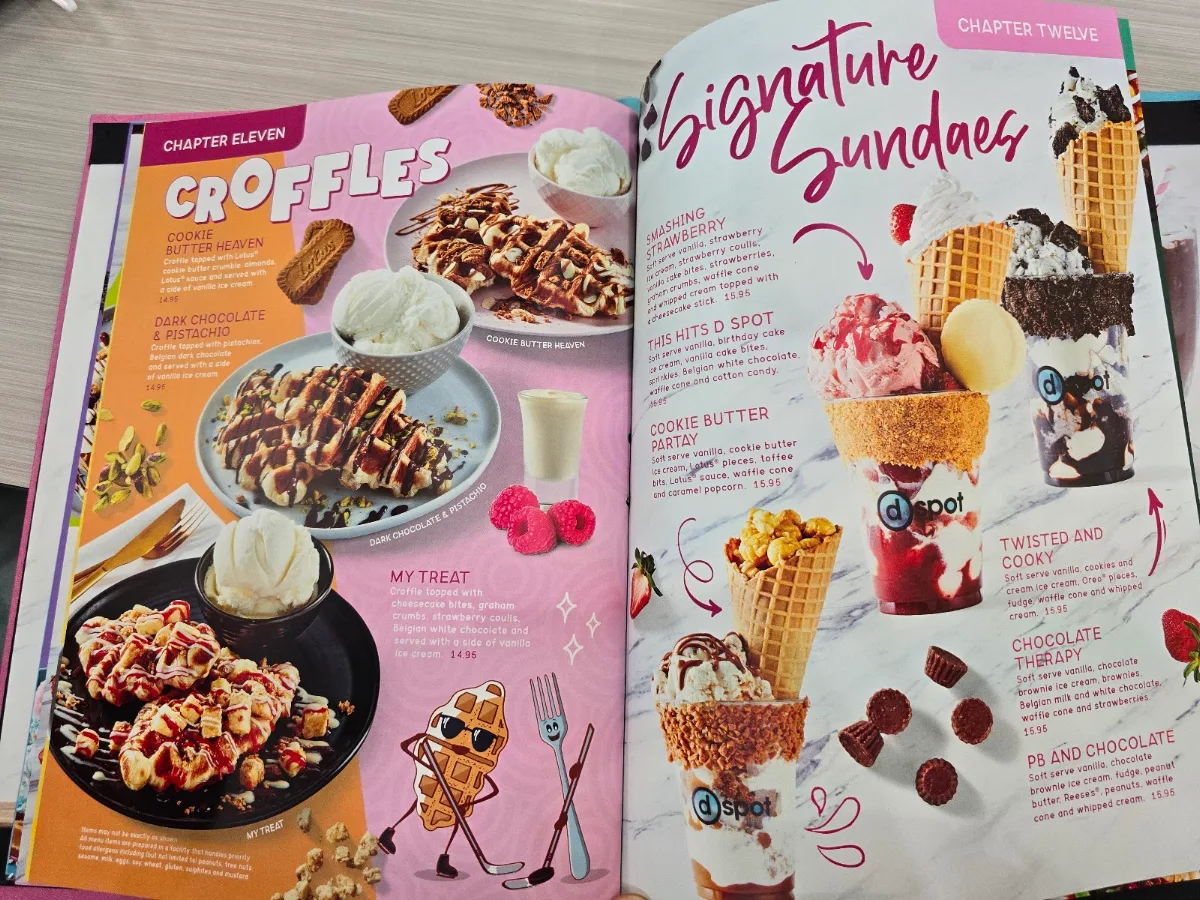 Menu, D Spot Desserts Winnipeg