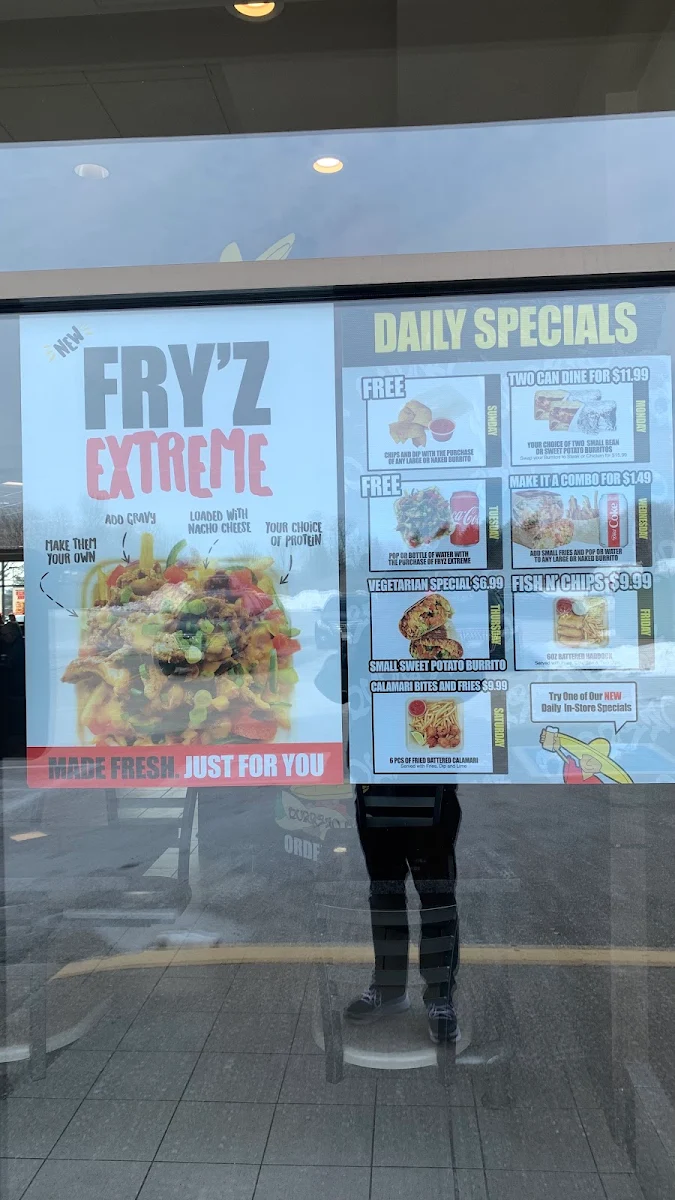 Menu, Burrito Boyz