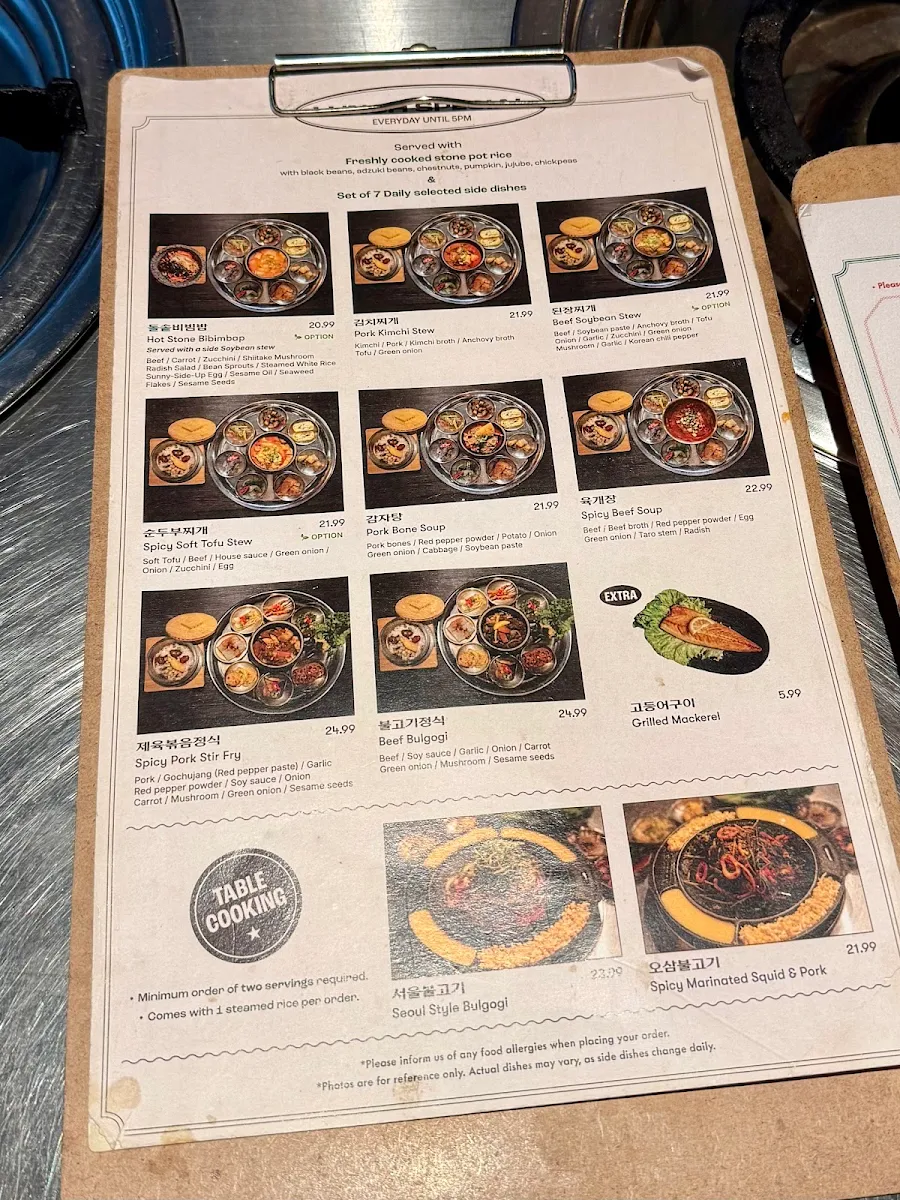Menu, Daldongnae Korean BBQ - Hwy 7
