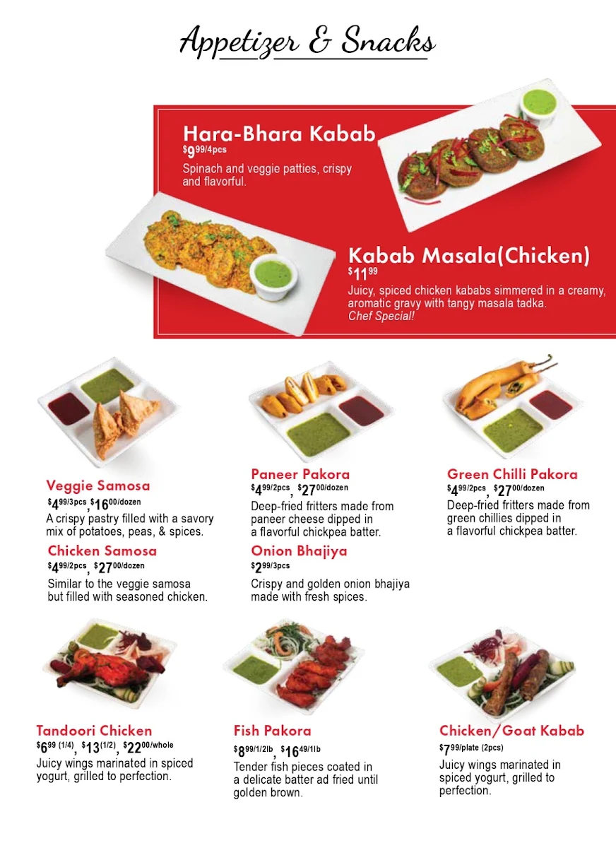 Menu, MotiMahal Restaurant - Mississauga