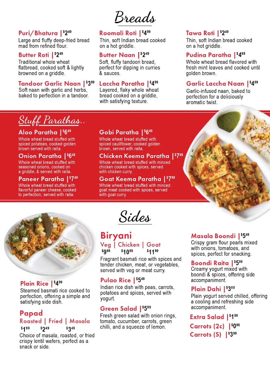 Menu, MotiMahal Restaurant - Mississauga