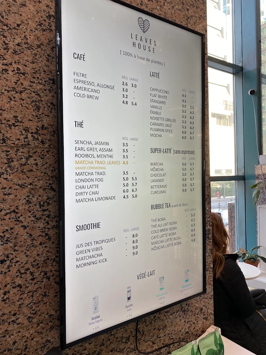 Menu, LEAVES HOUSE (McGill)
