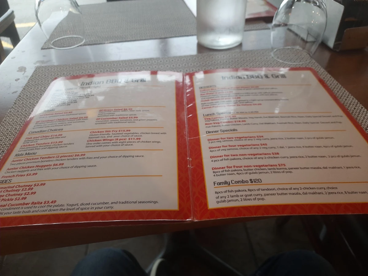 Menu, Indian BBQ & Grill