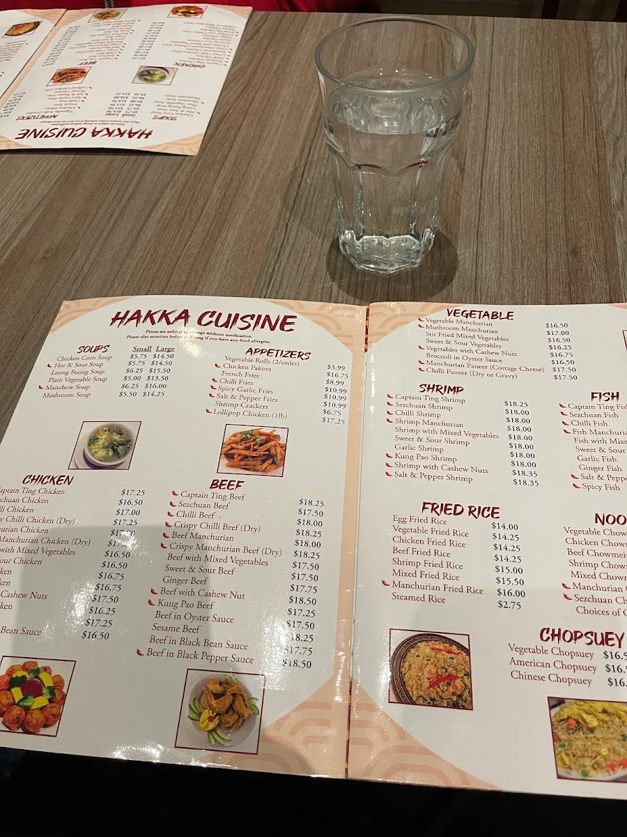 Menu, Chang & Huang Thai Restaurant