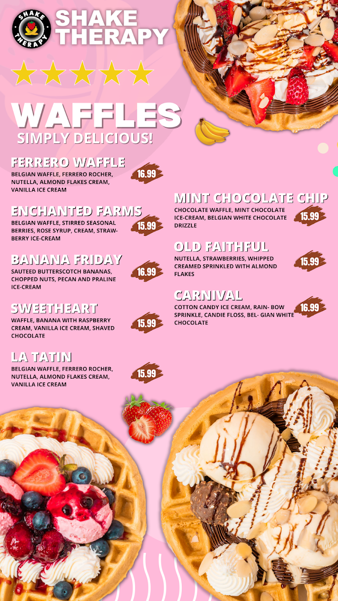 Menu, Shake Therapy Courtice