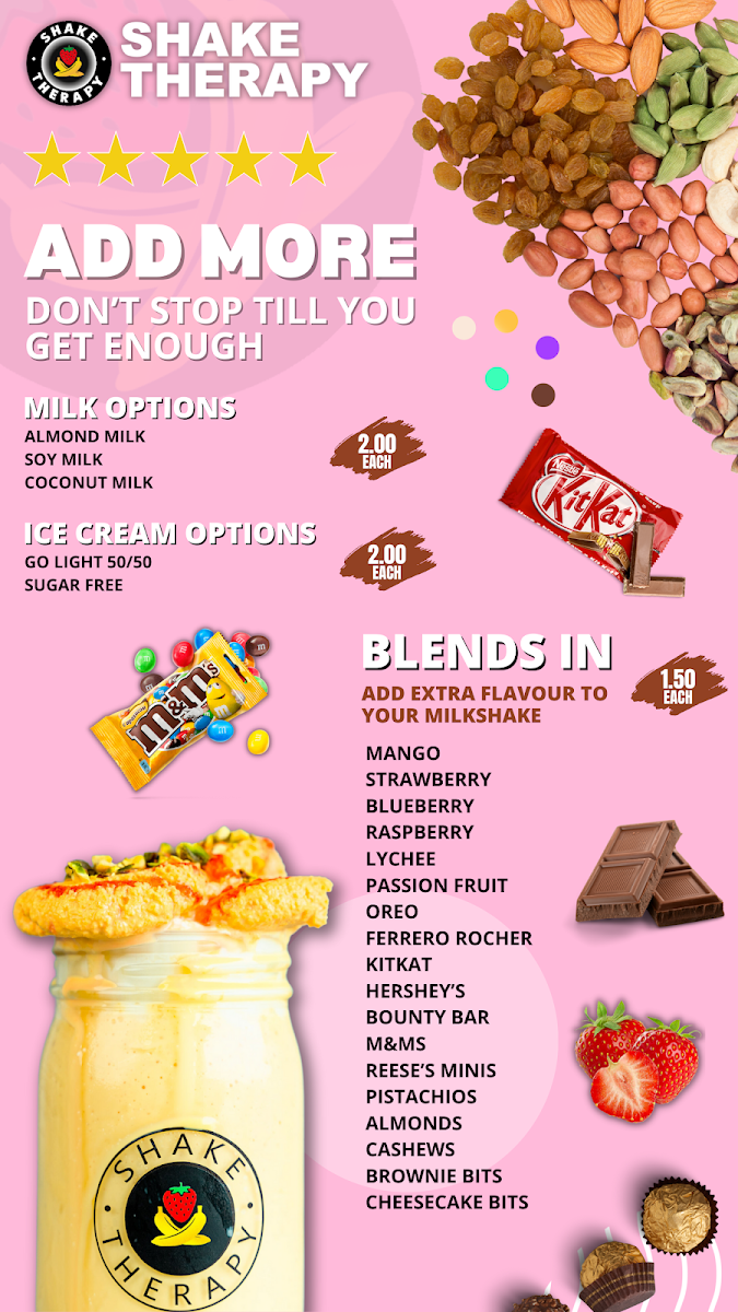 Menu, Shake Therapy Courtice