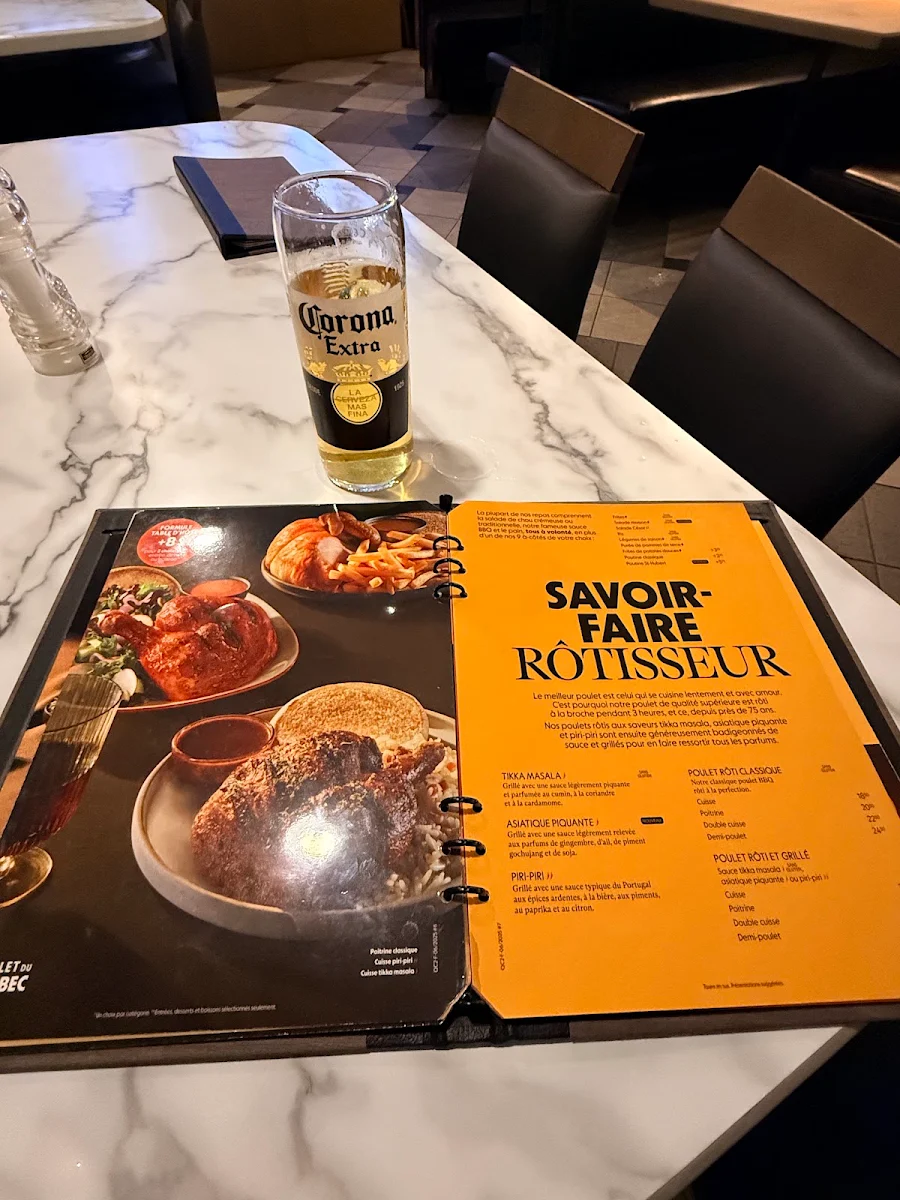 Menu, Rôtisserie St-Hubert