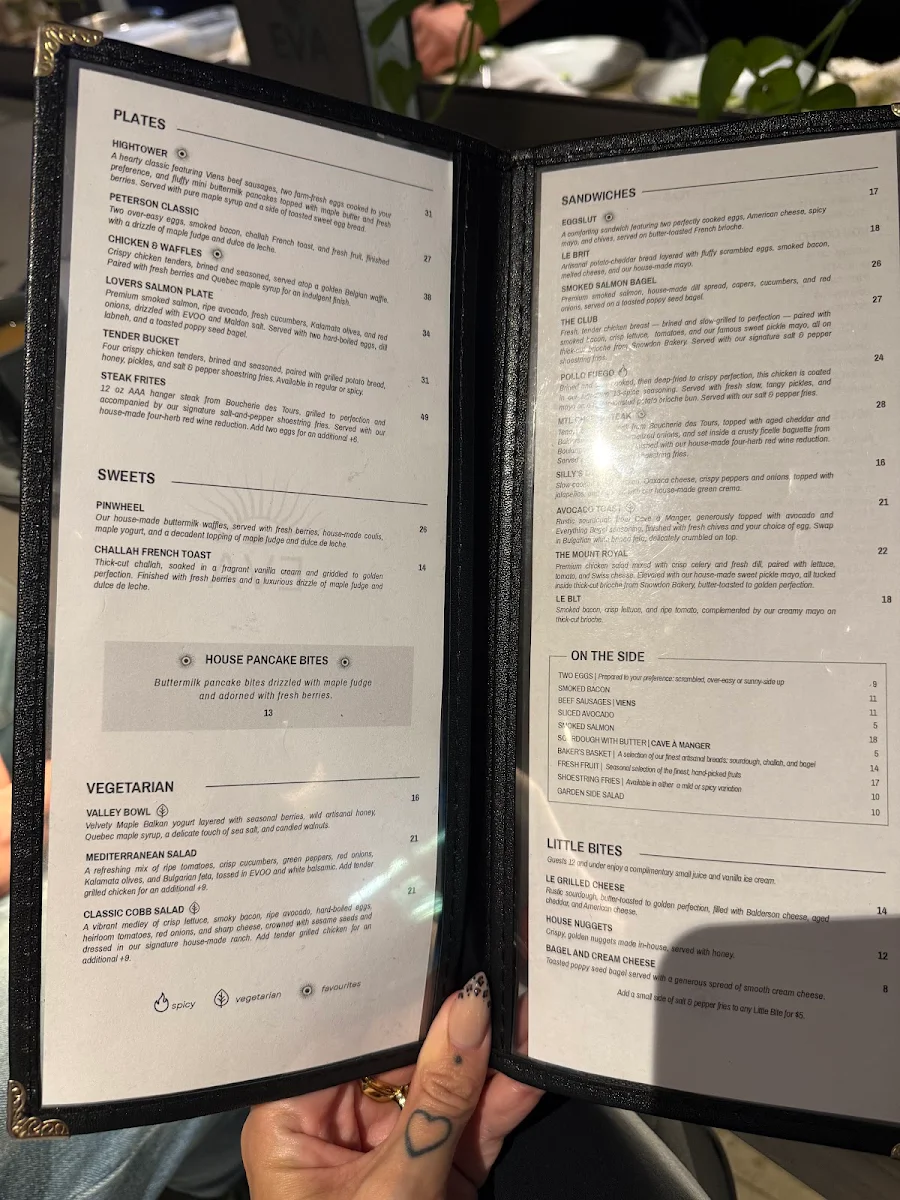 Menu, EVA's - St. Henri