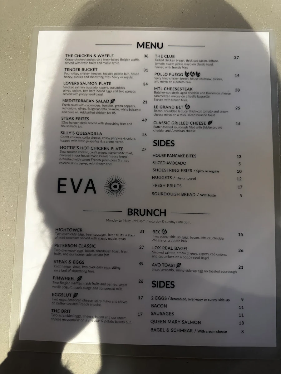 Menu, EVA's - St. Henri