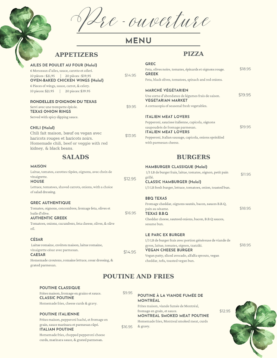 Menu, Milton B - Cafétéria urbaine