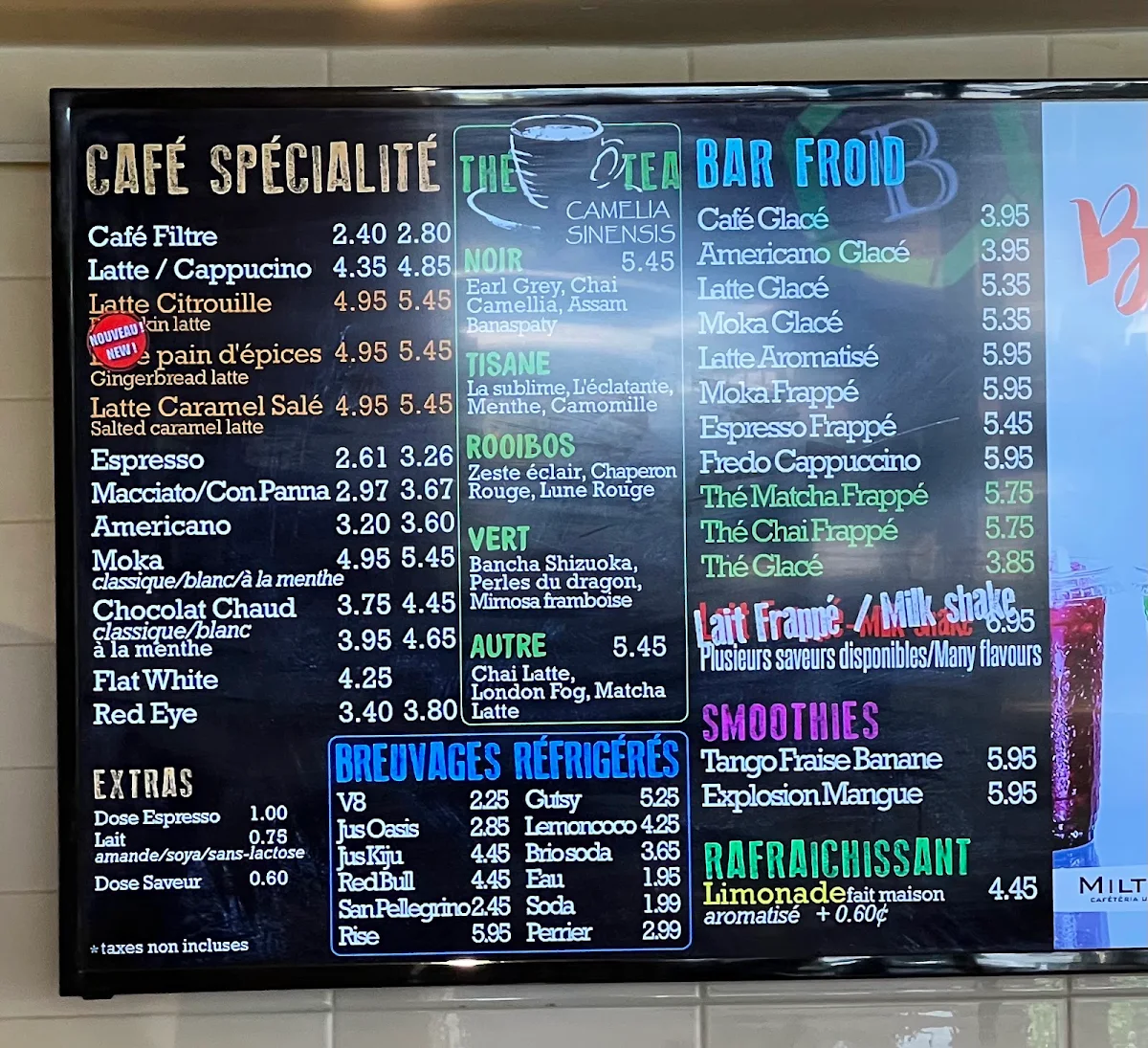 Menu, Milton B - Cafétéria urbaine