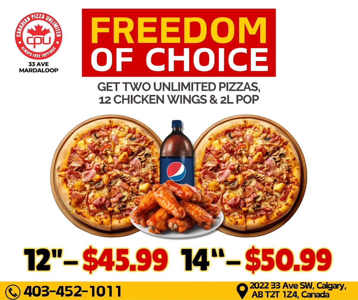Menu, Canadian Pizza Unlimited & Donair