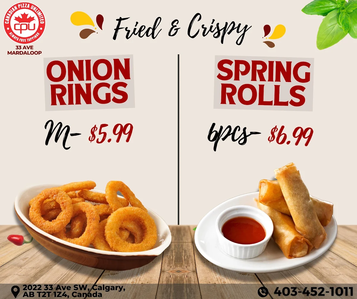 Menu, Canadian Pizza Unlimited & Donair