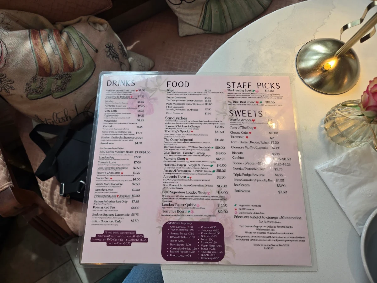 Menu, Butter & Cup Café & Tea House