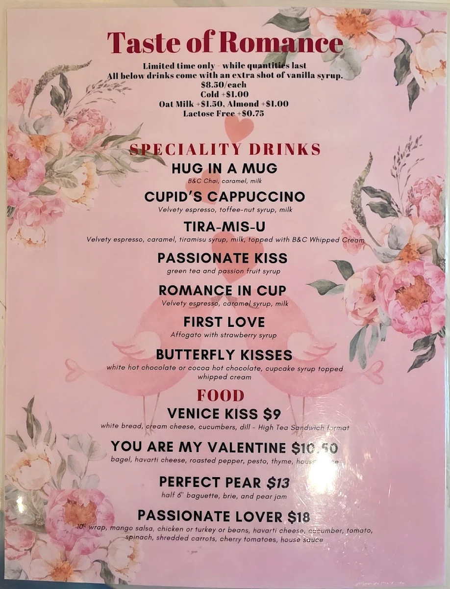 Menu, Butter & Cup Café & Tea House