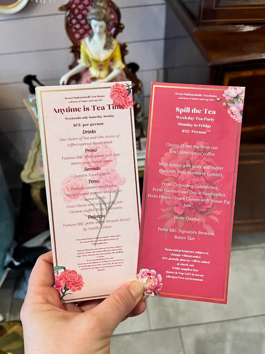 Menu, Butter & Cup Café & Tea House