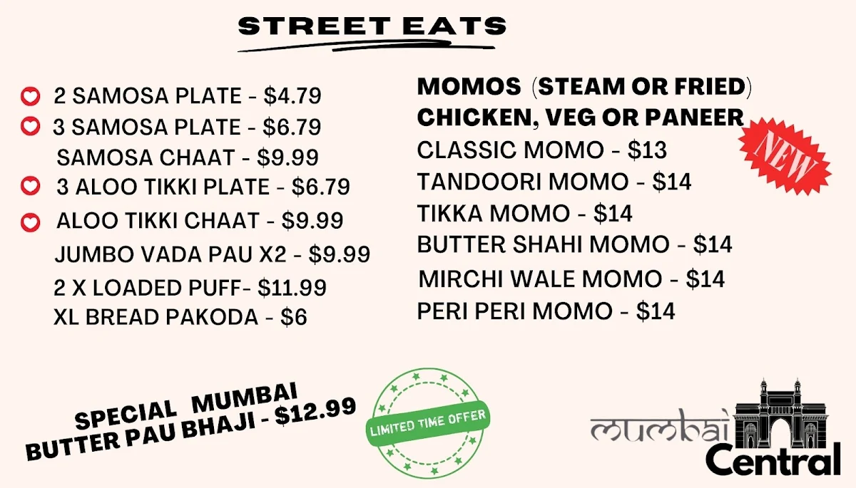 Menu, Mumbai Central