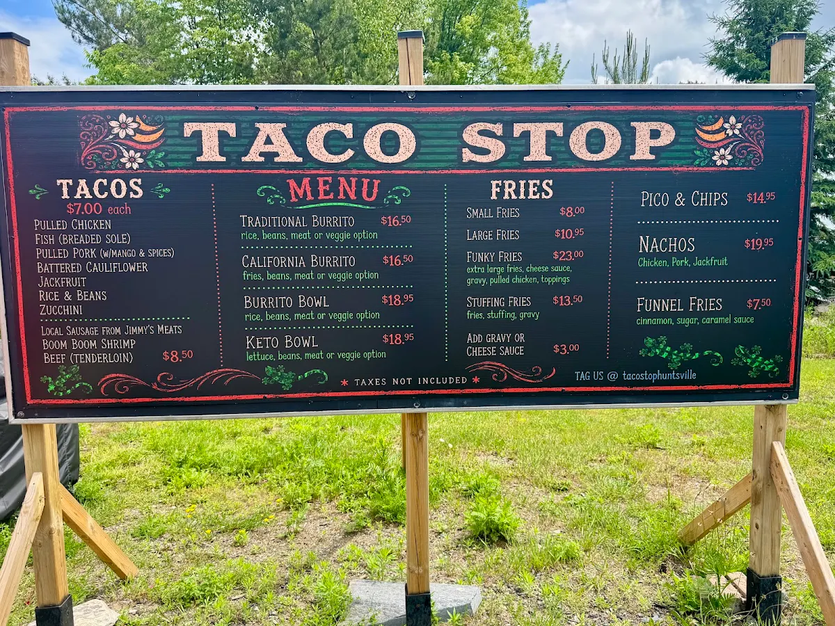 Menu, Taco Stop