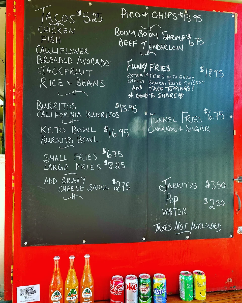 Menu, Taco Stop