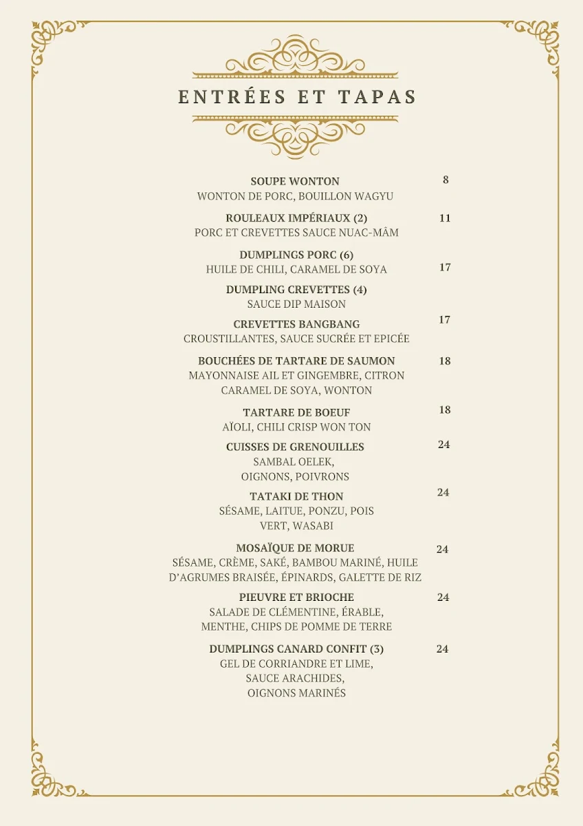 Menu, Le Miya