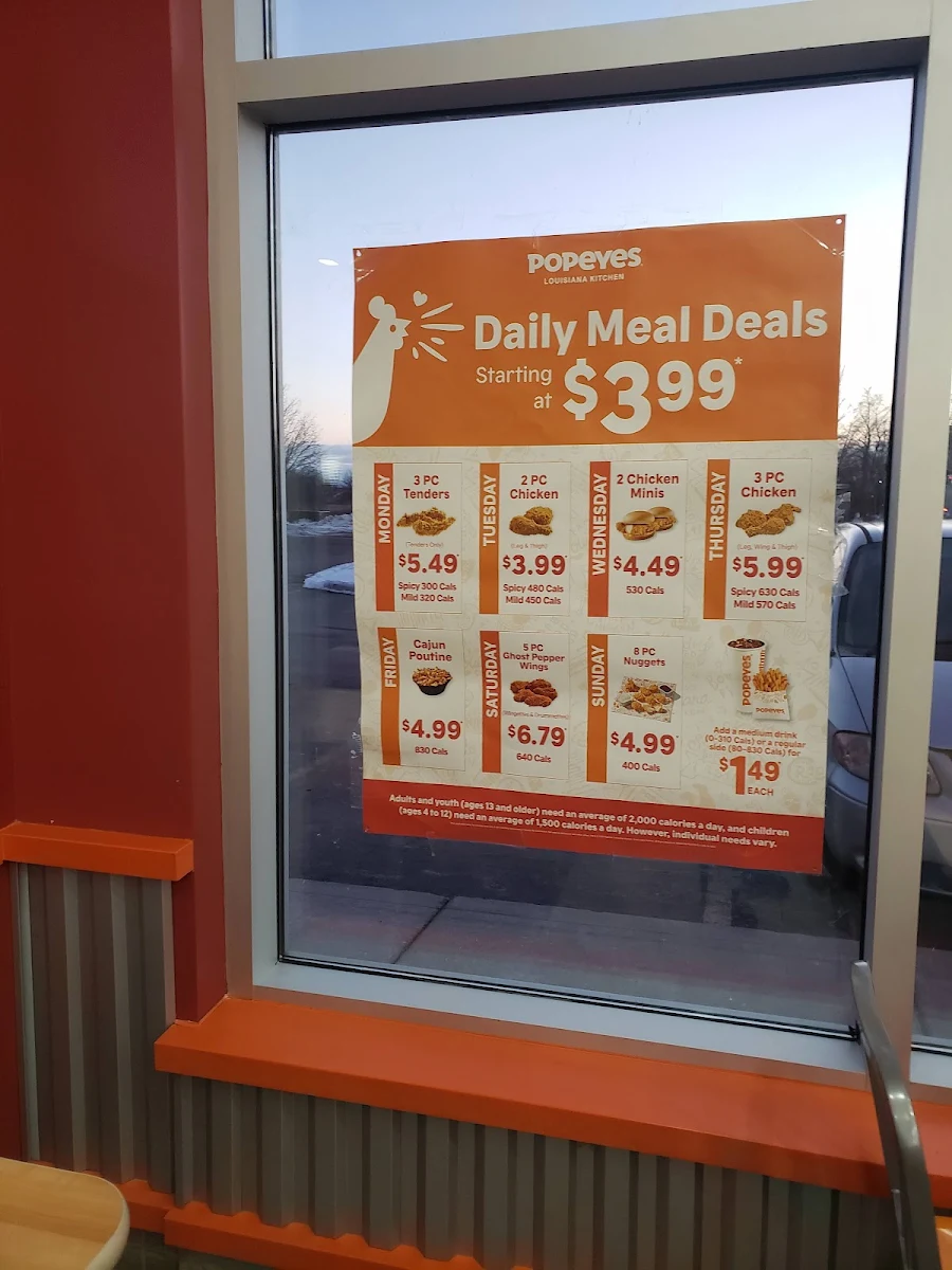 Menu, Popeyes Louisiana Kitchen