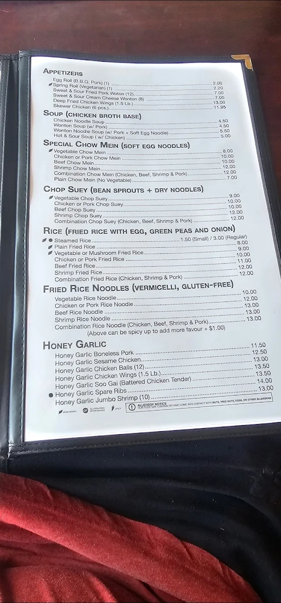 Menu, Panda Garden Owen Sound