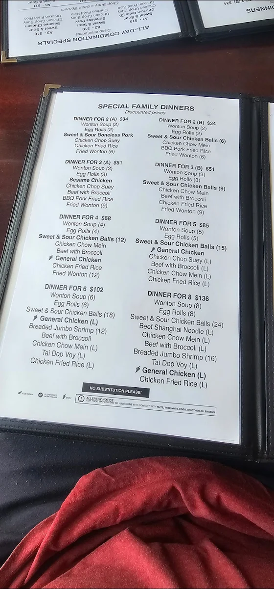 Menu, Panda Garden Owen Sound