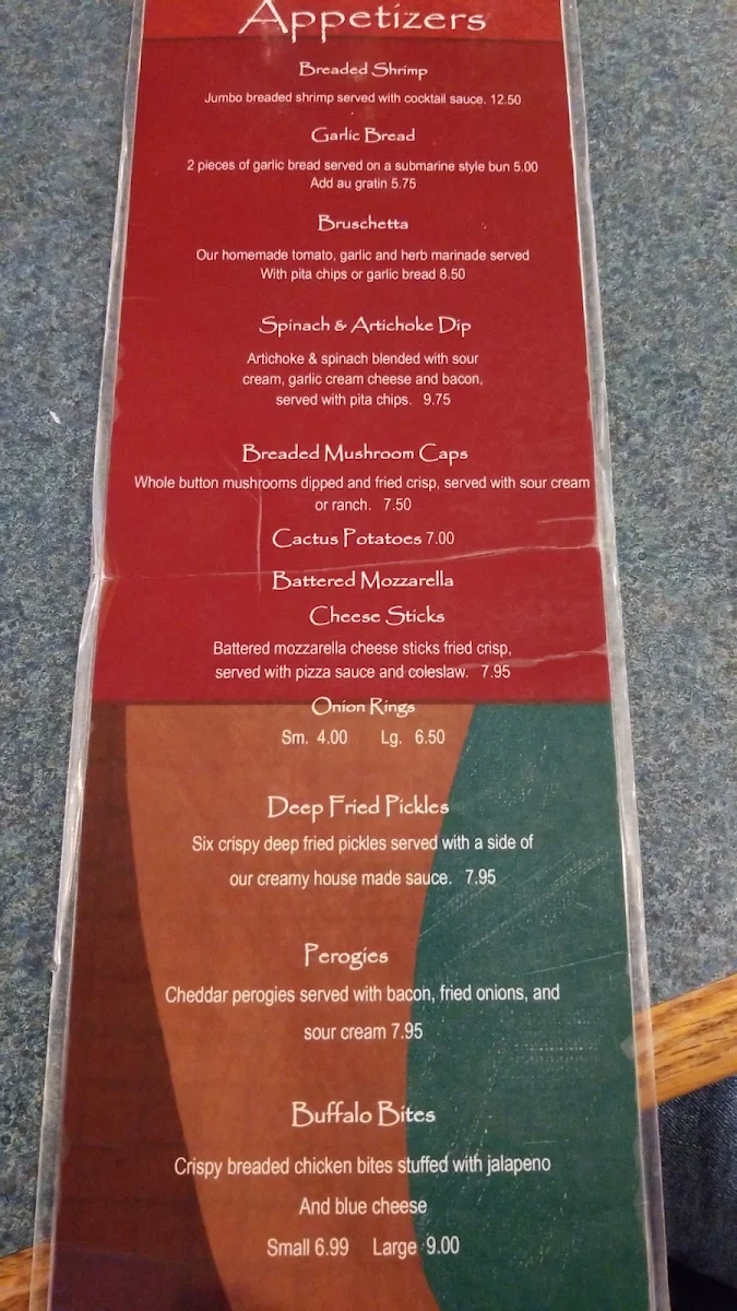 Menu, Longlac Pizzeria