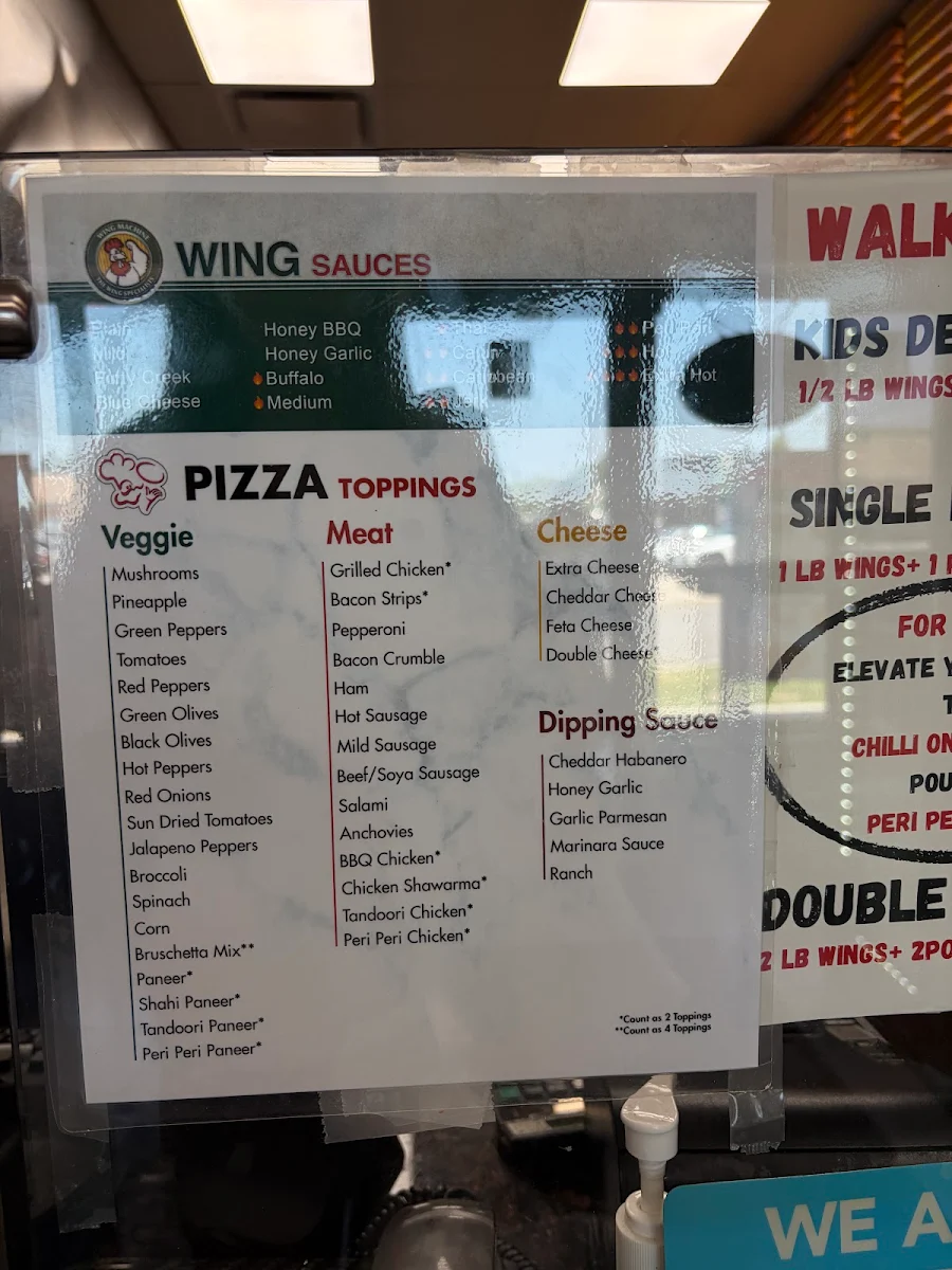 Menu, Gino's Pizza & Wing Machine