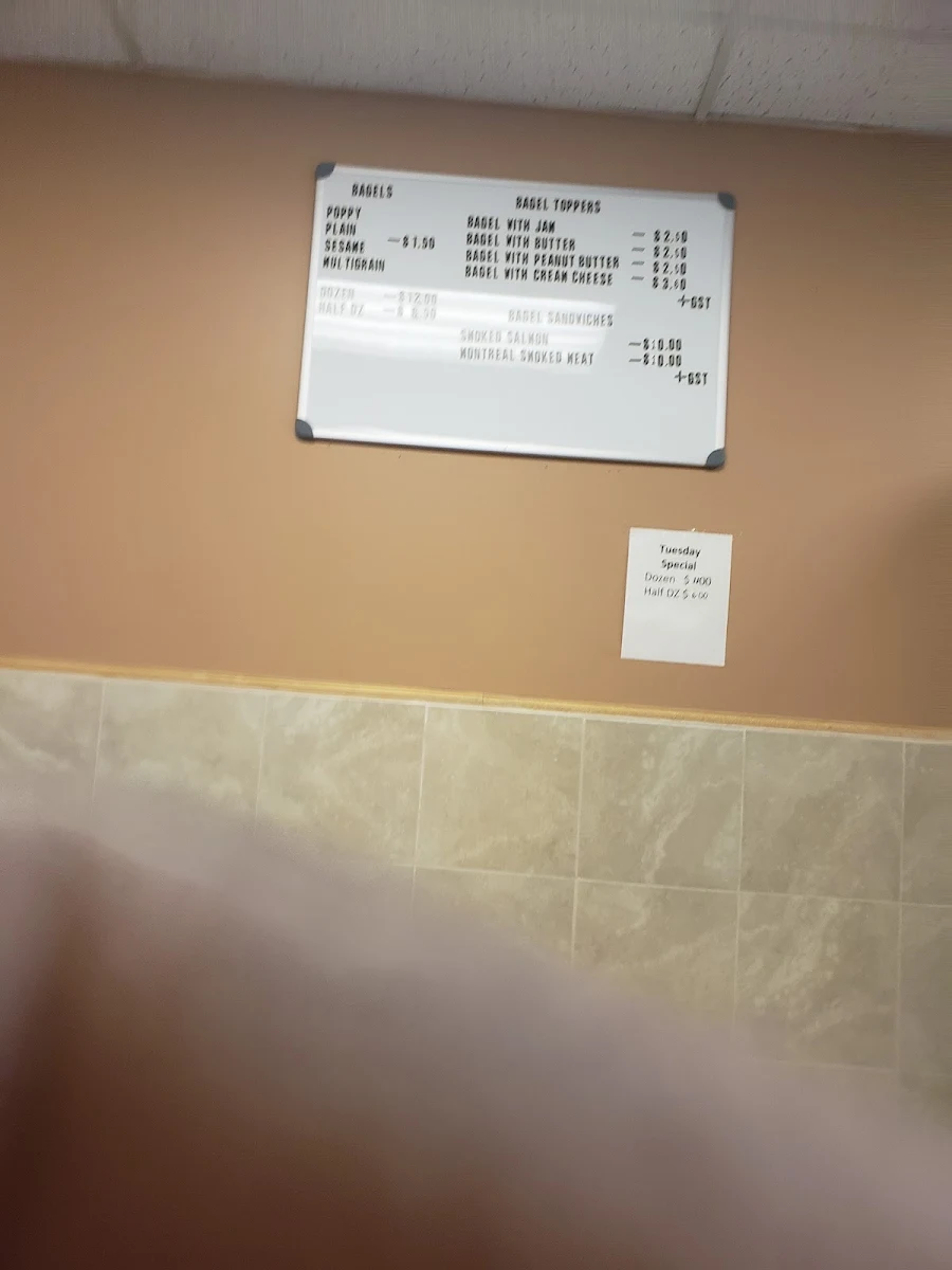 Menu, Montreal Bagels