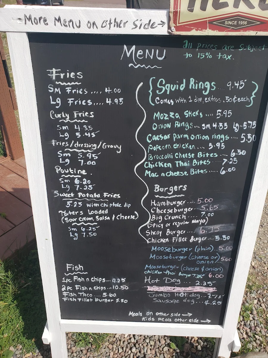 Menu, Shell's Meals On Wheels
