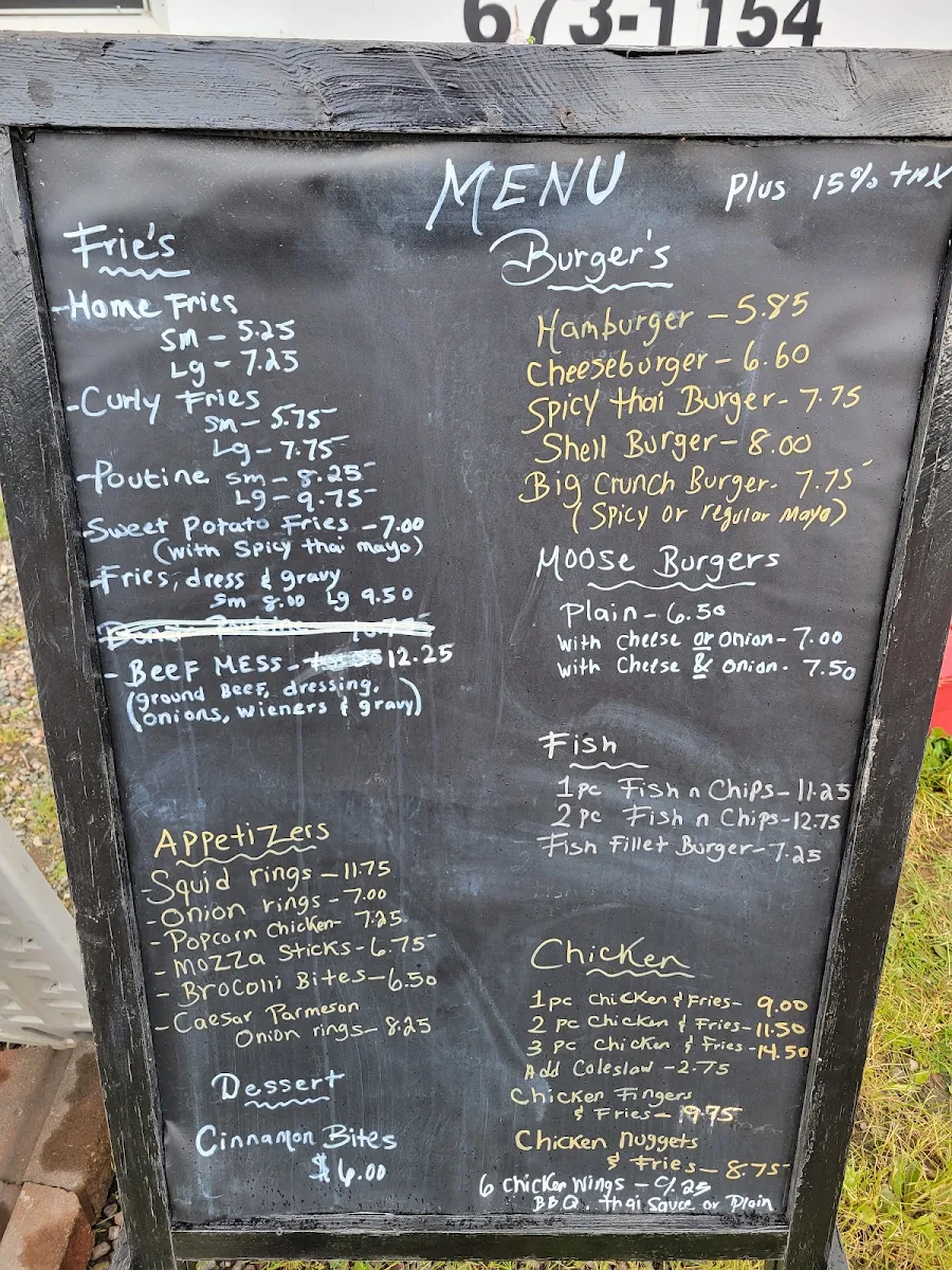 Menu, Shell's Meals On Wheels