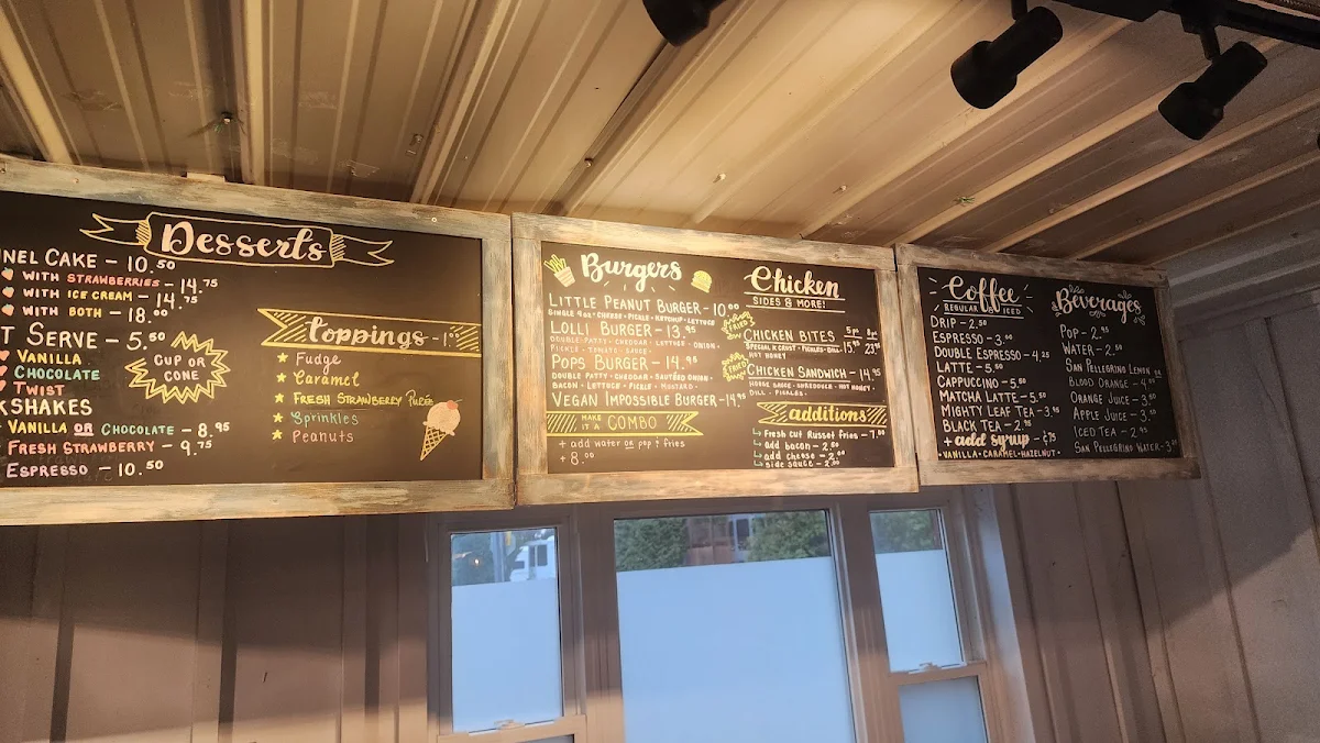 Menu, Lolli & Pops Snack Shack