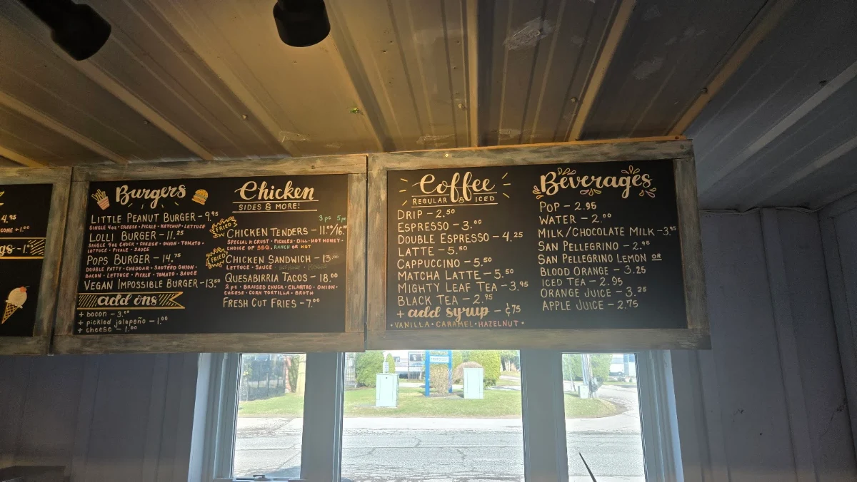 Menu, Lolli & Pops Snack Shack