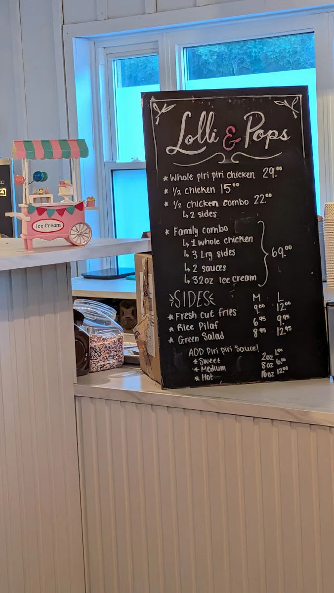 Menu, Lolli & Pops Snack Shack