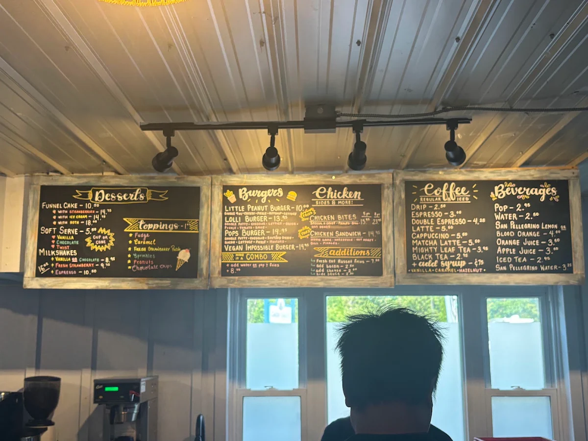 Menu, Lolli & Pops Snack Shack