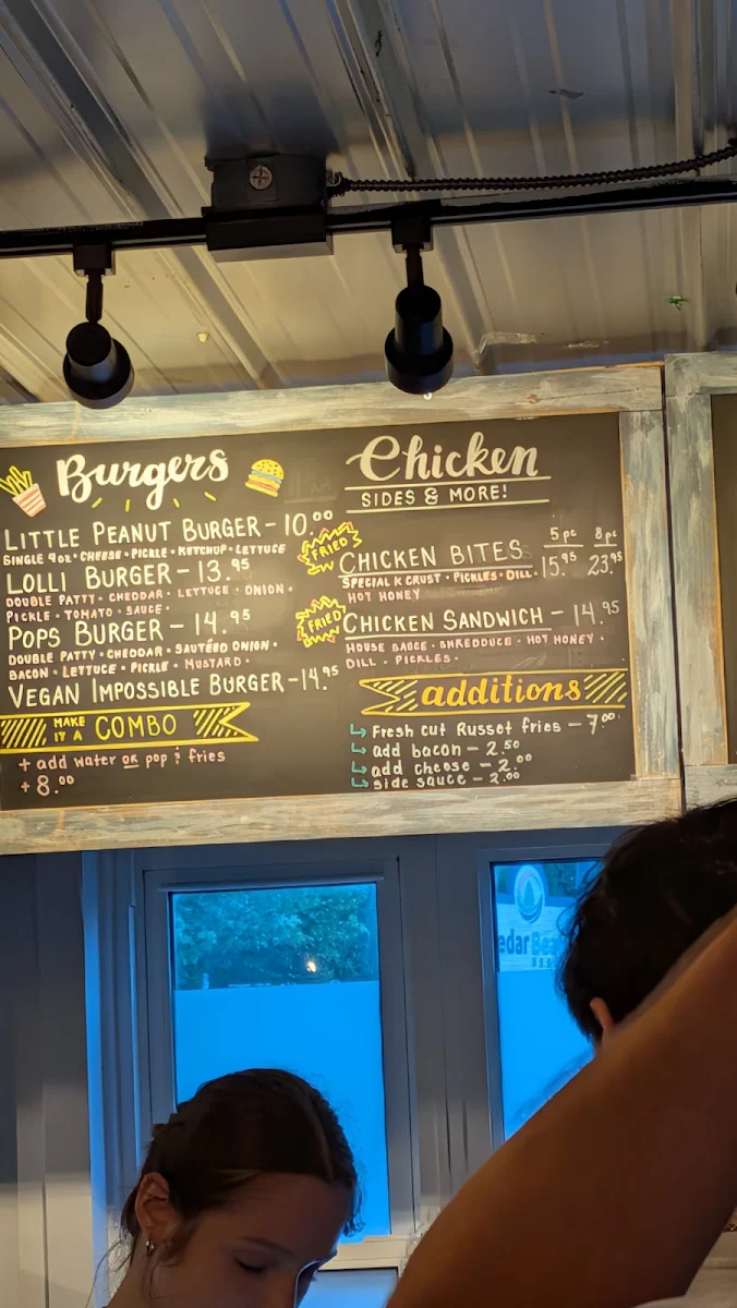 Menu, Lolli & Pops Snack Shack