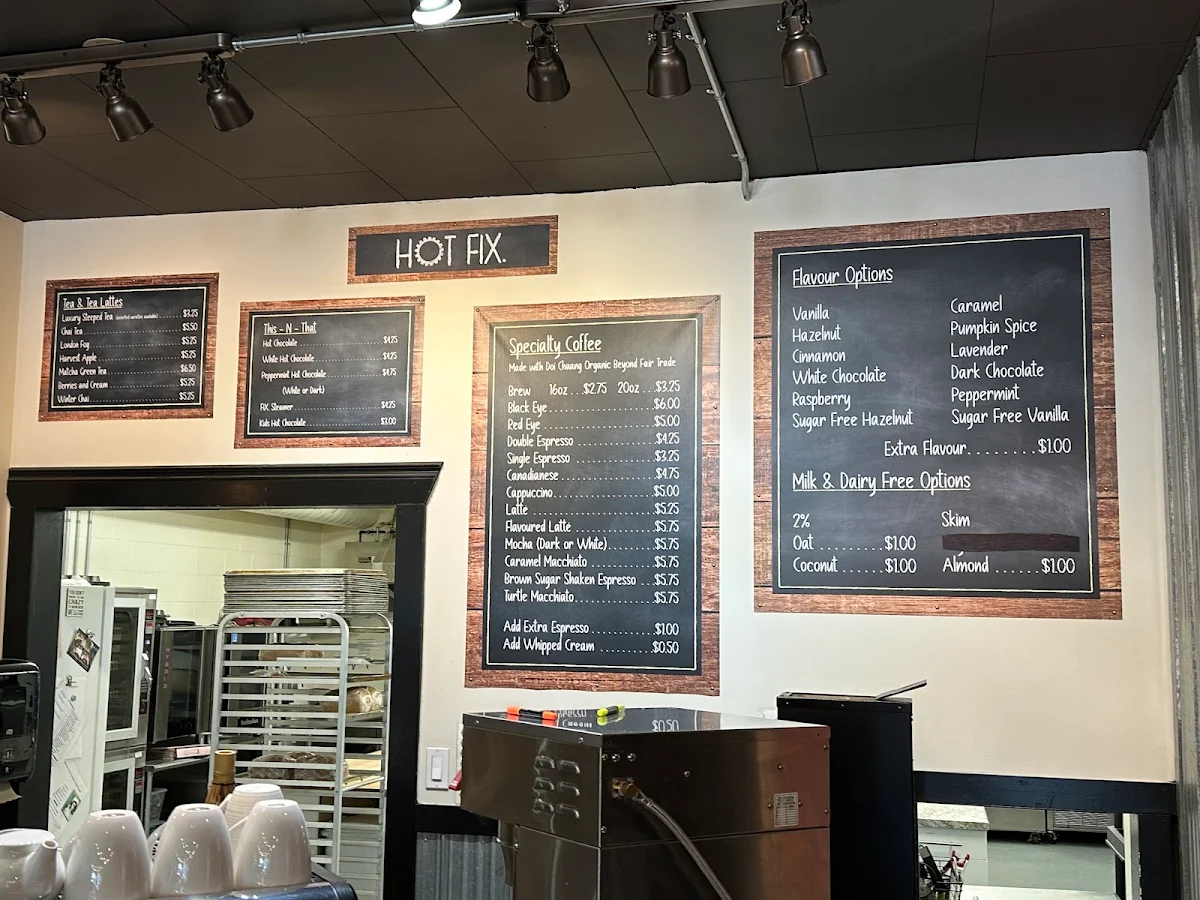 Menu, FIX. Coffee Bar & Bakery