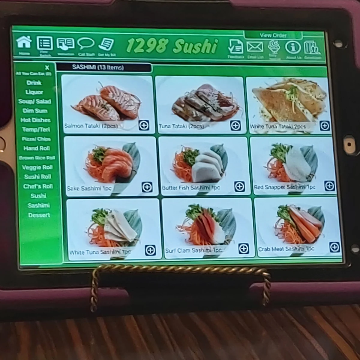 Menu, 1298 Sushi