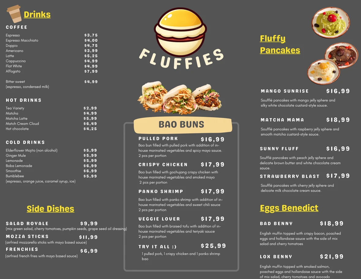 Menu, Fluffies