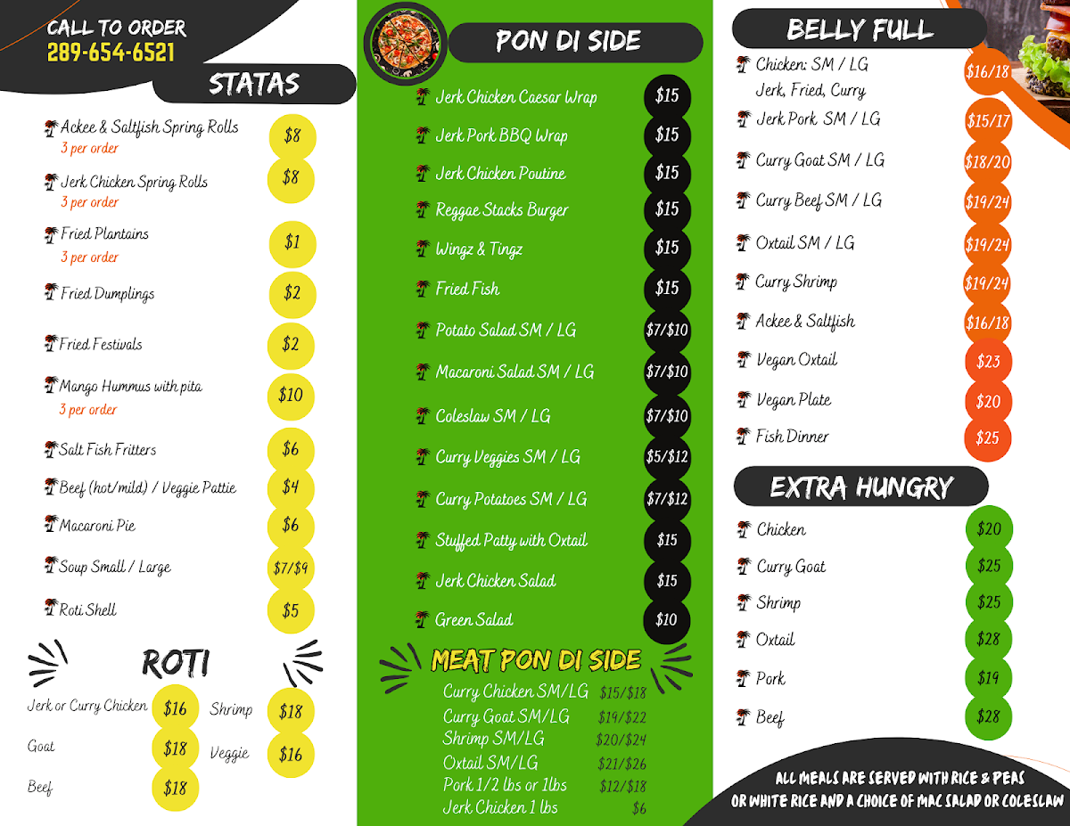 Menu, Nikki's Jamaican Kitchen