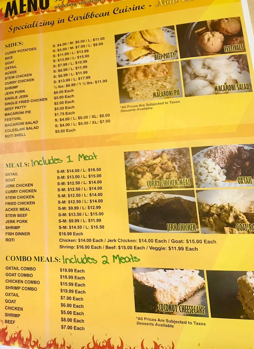 Menu, Nikki's Jamaican Kitchen