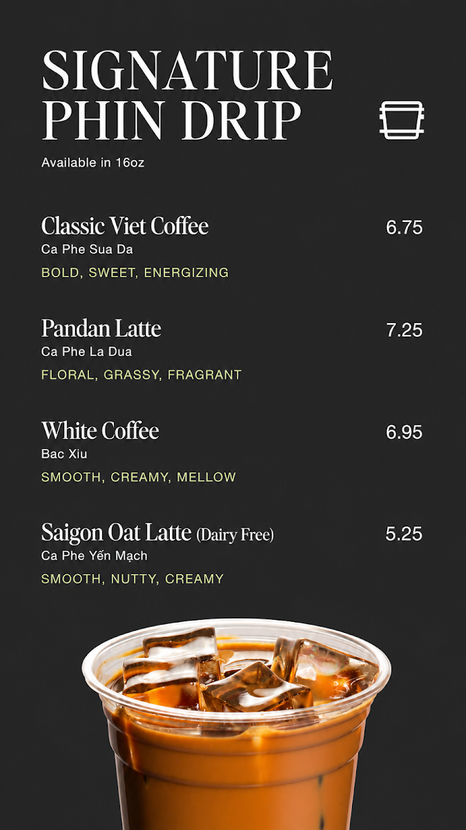 Menu, Hanoi Drip Coffee (Mt.Pleasant)