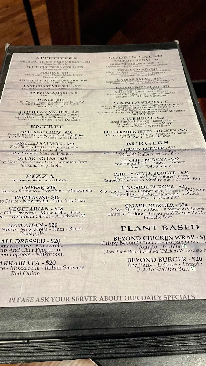 Menu, LEV2L Sports Bar