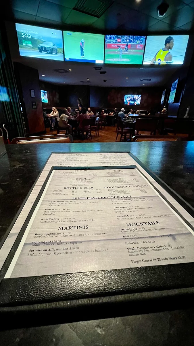 Menu, LEV2L Sports Bar