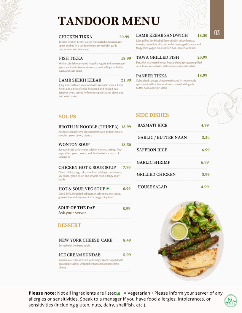 Menu, MoMo & Wok