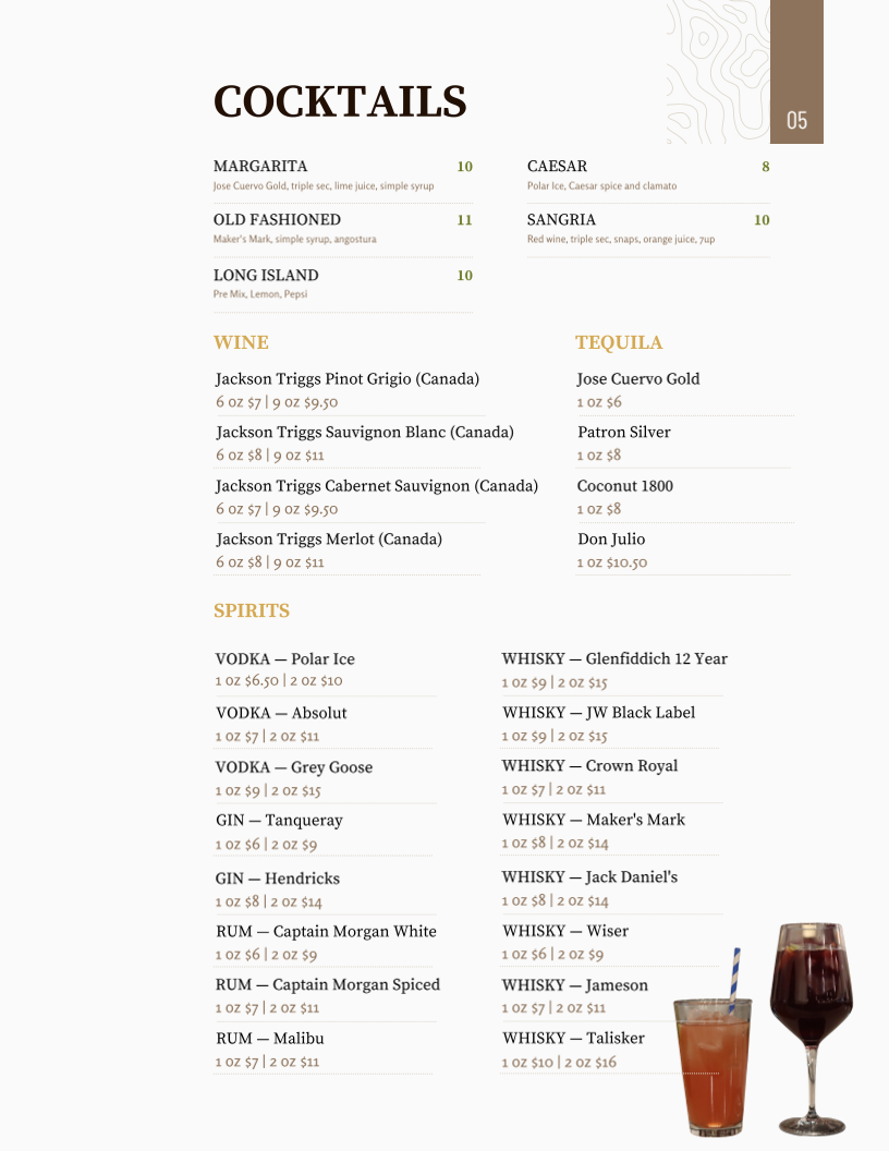 Menu, MoMo & Wok